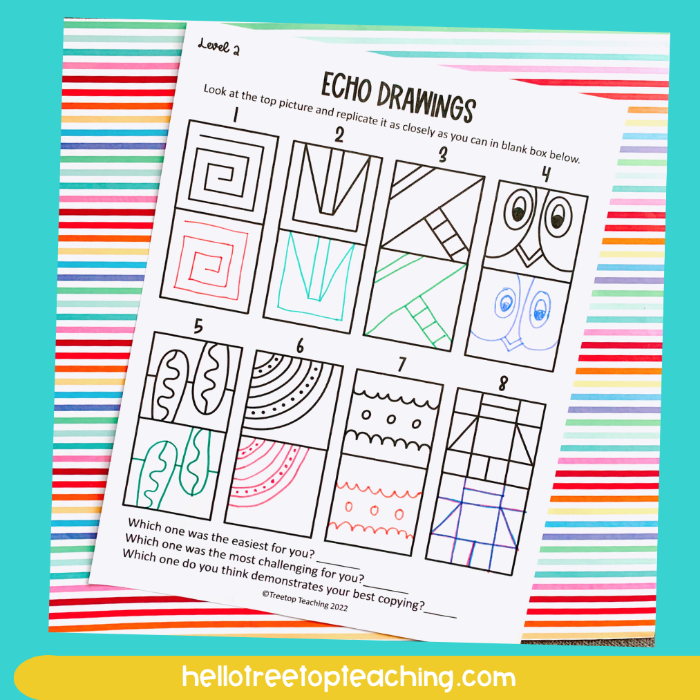 Echo drawings where students have to copy a doodle, pattern, or drawing