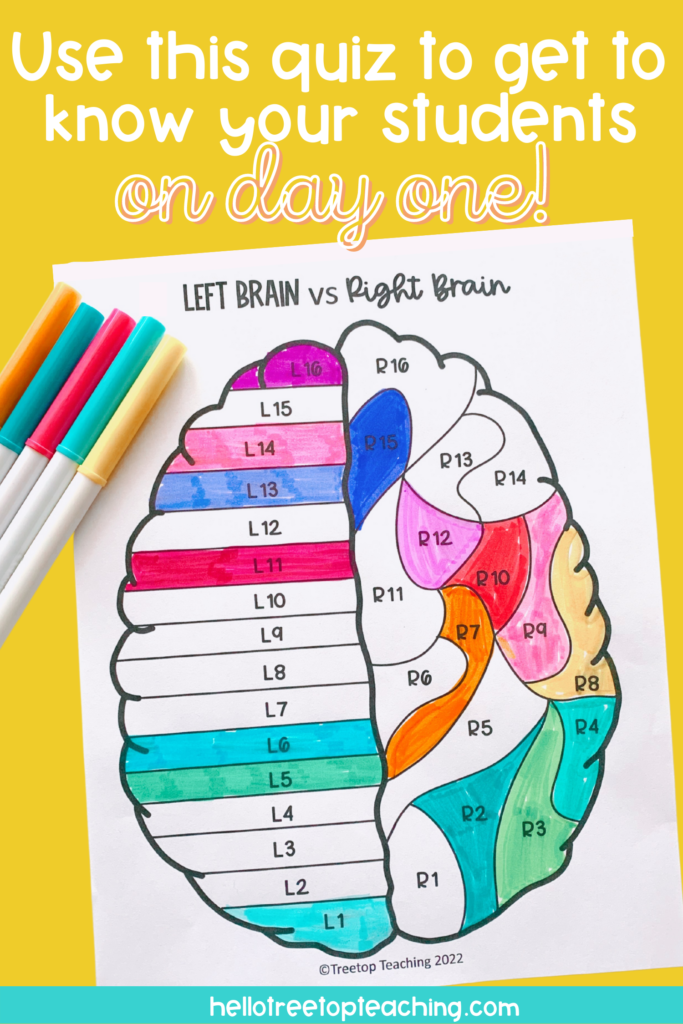 Left and right brain tests to get to know your students on day one