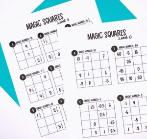 math magic square puzzles for keeping students attention.