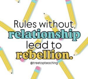 rules without relationship lead to rebellion with pencils in the background